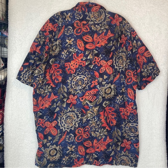 Hilo Hattie Vintage Floral Hawaiian Short Sleeve Button Shirt 2XL Turtle Fish - Picture 4 of 5